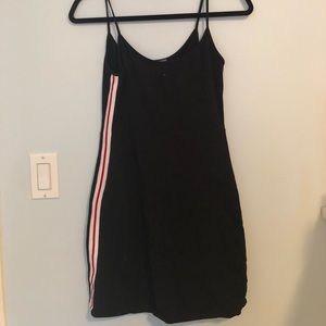 Brandy black dress with red and white stripes
